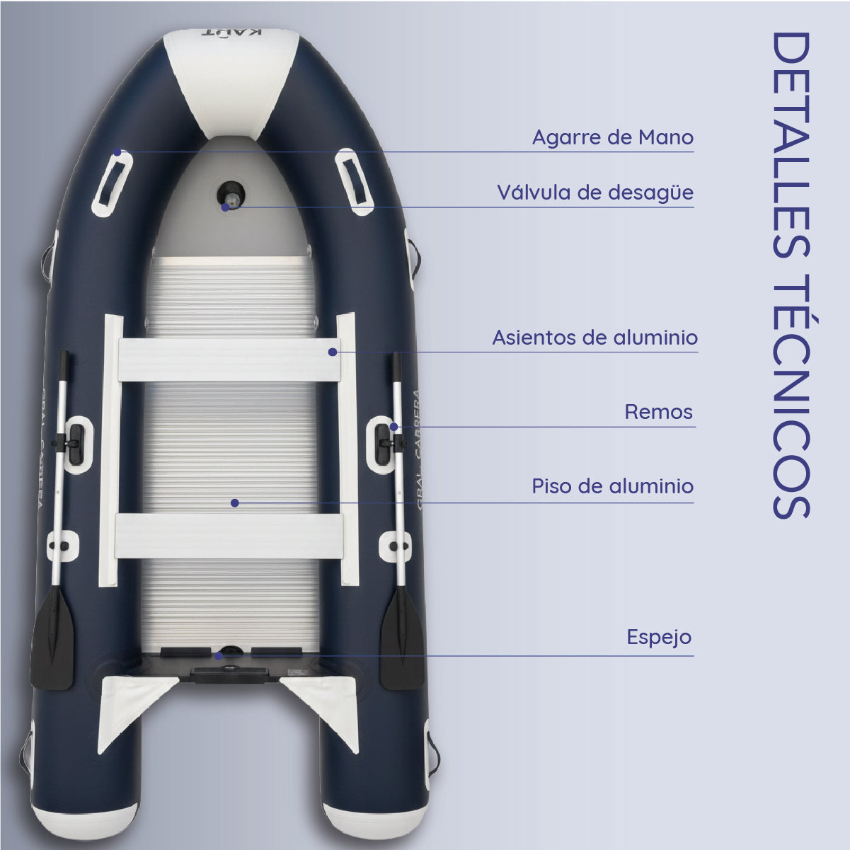 Bote Inflable 3.3 m - Piso alumnio - 4 personas - Gral. Carrera
