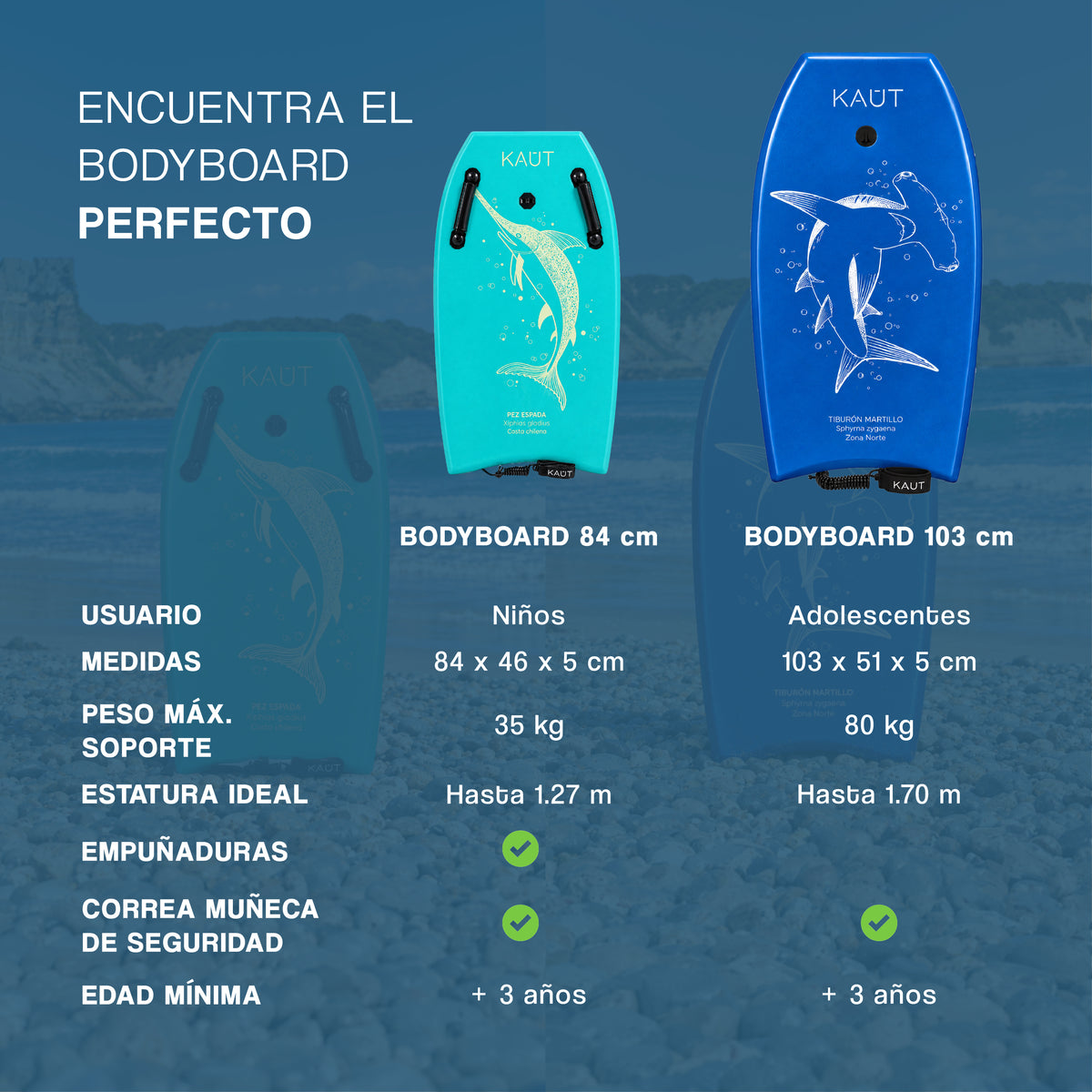 Tabla Bodyboard 41" pies / 103 cm Tiburón Martillo Azul