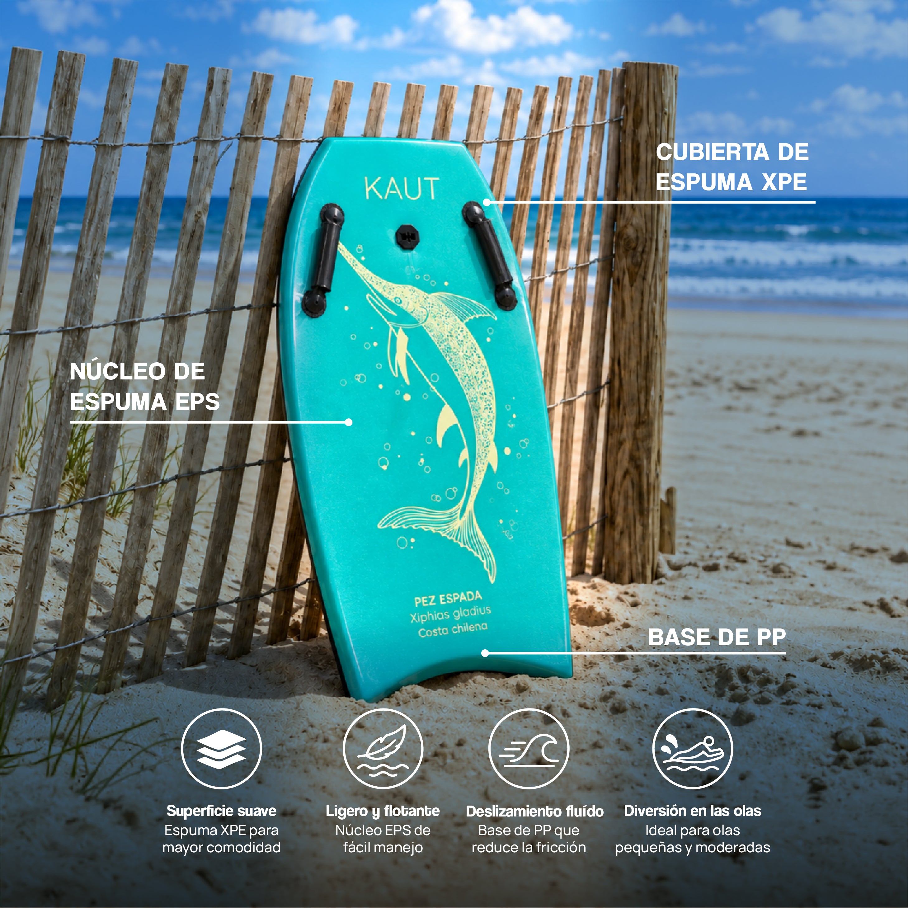 Tabla Bodyboard 33" pies / 84 cm Pez Espada Verde