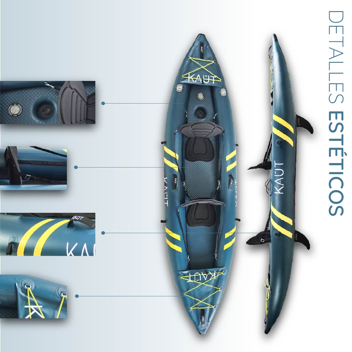 Kayak Inflable Profesional PVC Laminado Doble 1-2 personas 345 cm - Cautín + Mochila & Accesorios + TestDrive Laguna Aculeo