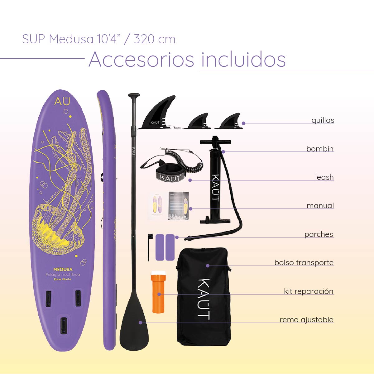 Stand Up Paddle (SUP) Inflable Capa Reforzada - 10'6'' pies / 320 cm + Mochila & Accesorios + TestDrive Laguna Aculeo