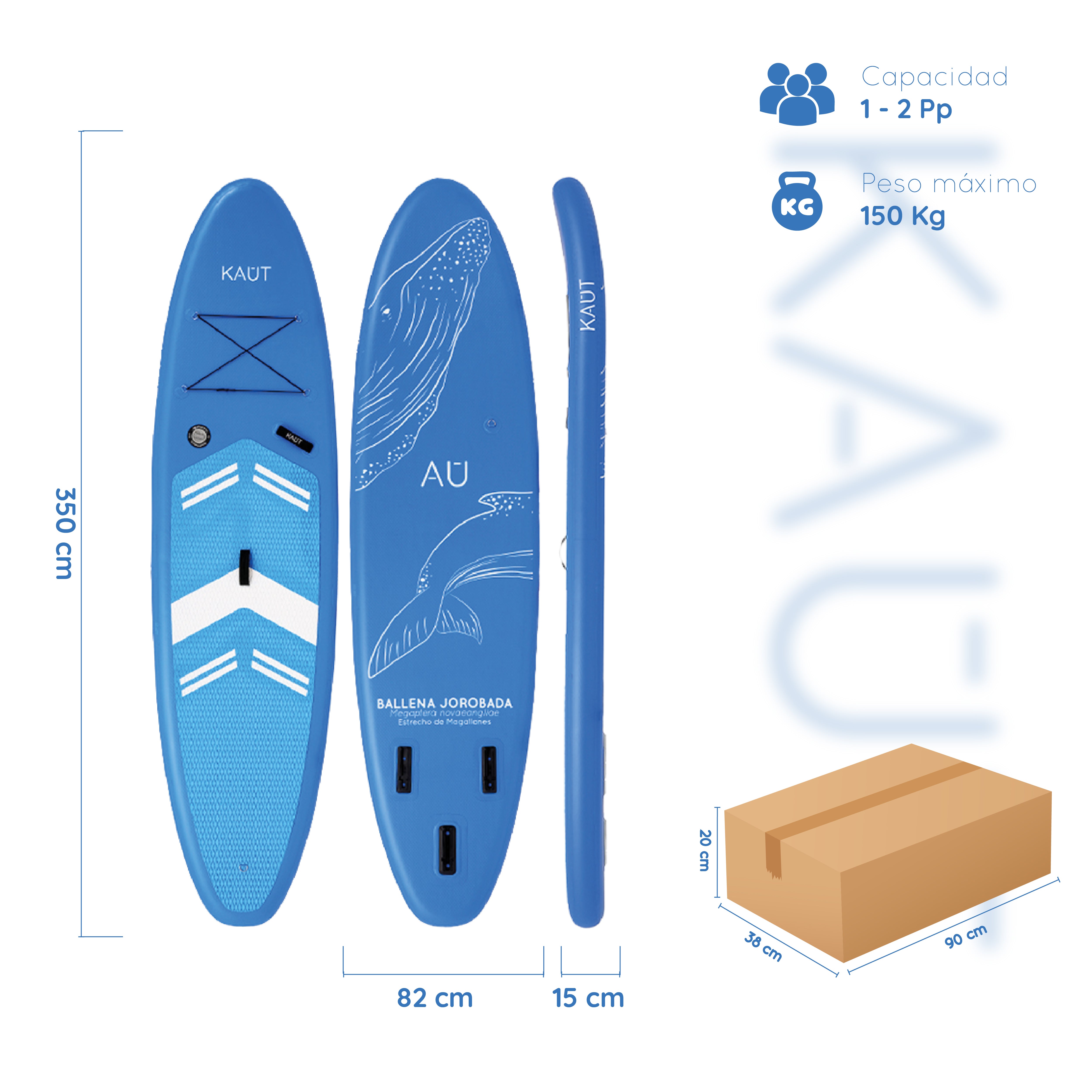 Stand Up Paddle (SUP) Inflable Capa Reforzada - 11'6'' pies / 350 cm + Mochila & Accesorios + TestDrive Laguna Aculeo