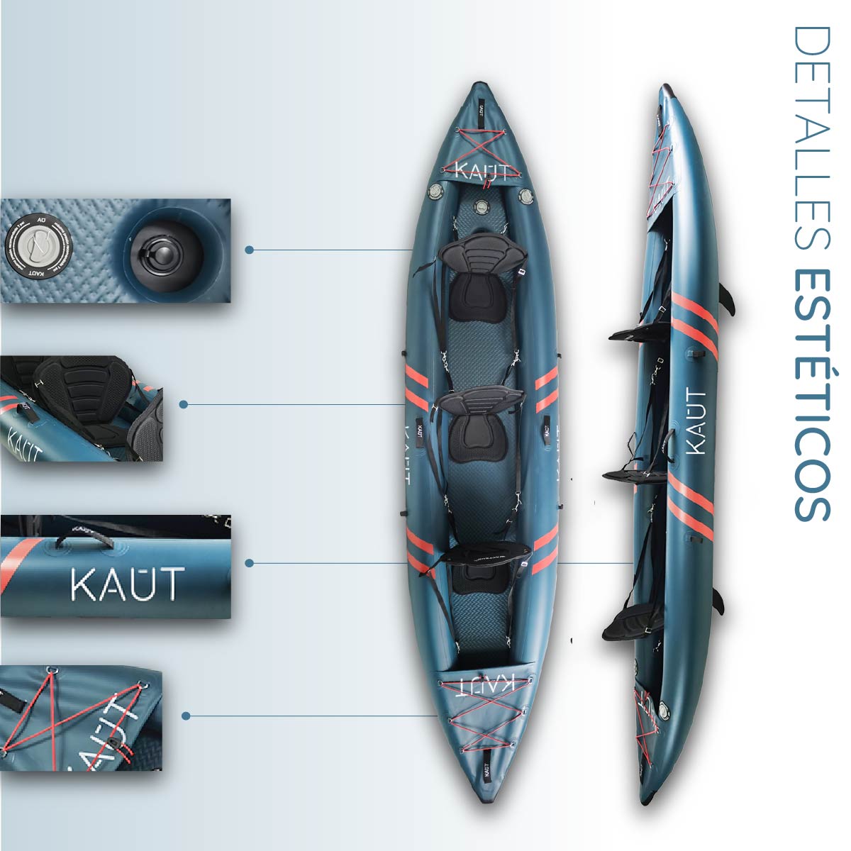 Kayak Inflable PVC Laminado 2-3 personas 410 cm - Toltén + Mochila & Accesorios