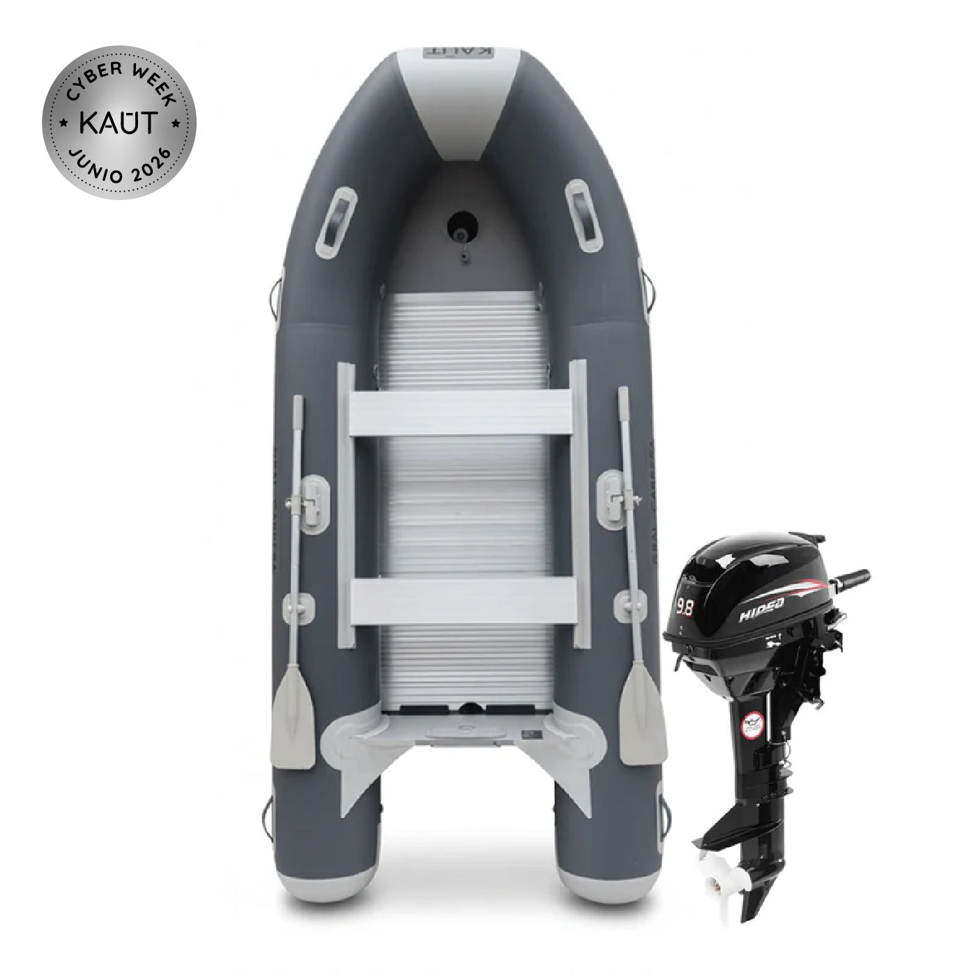 Pack Bote Inflable 3.3 m - 4 pp - Gral. Carrera + Motor 9.8 hp 2 tiempos Hidea