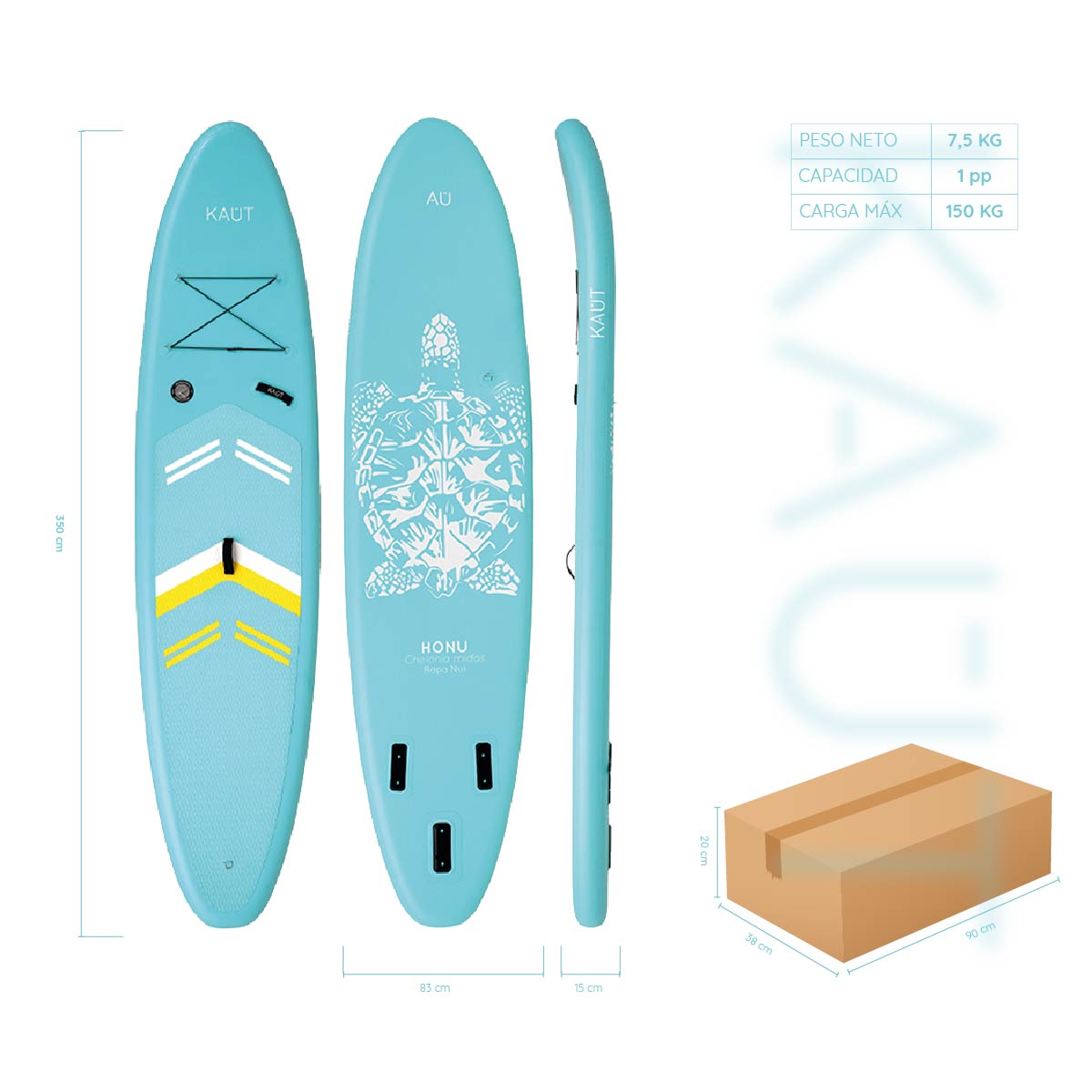 Stand Up Paddle (SUP) Inflable Capa Reforzada - 11'6'' pies / 350 cm + Mochila & Accesorios + TestDrive Laguna Aculeo