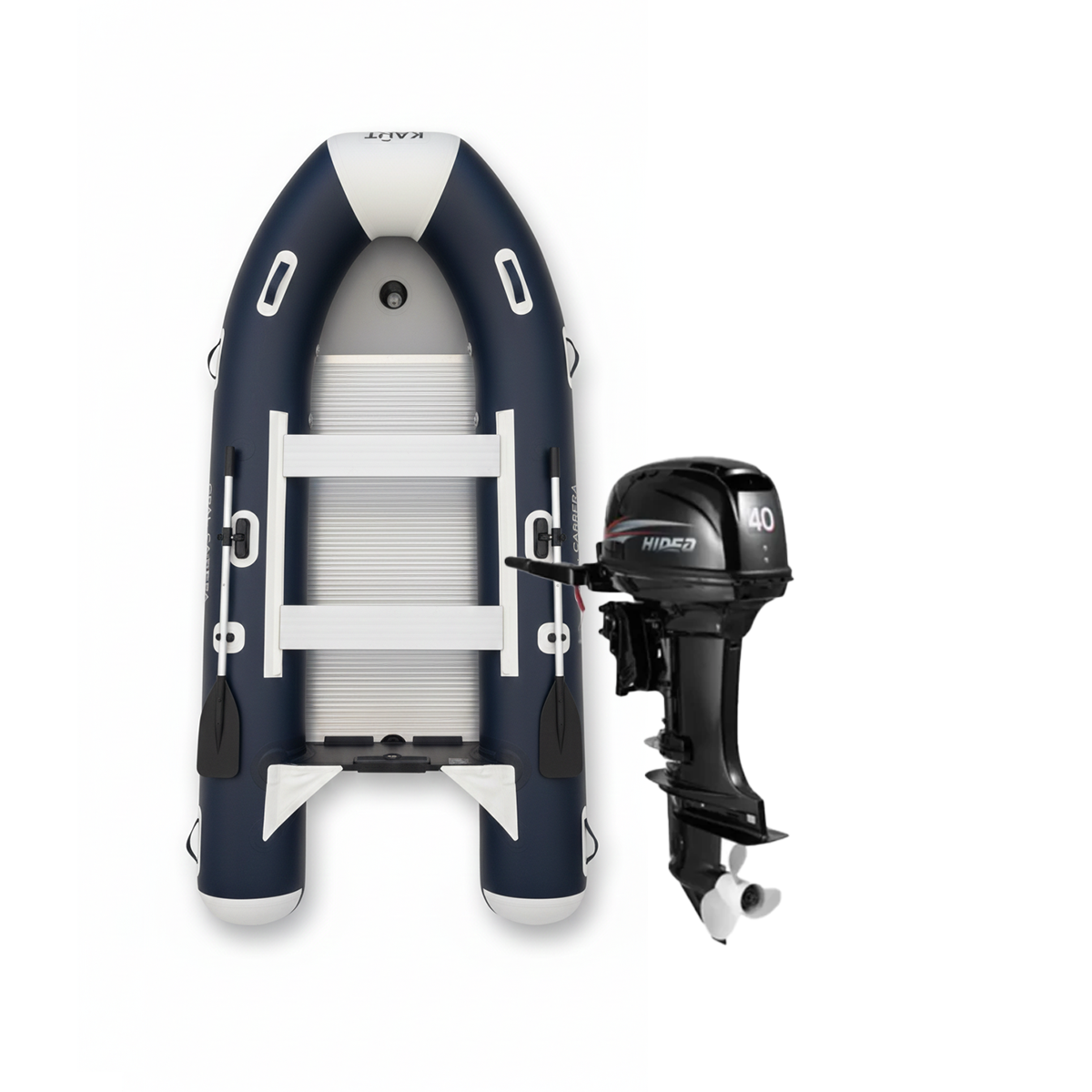 Pack Bote Inflable 3.3 m - 4 pp - Gral. Carrera + Motor 9.8 hp 2 tiempos Hidea