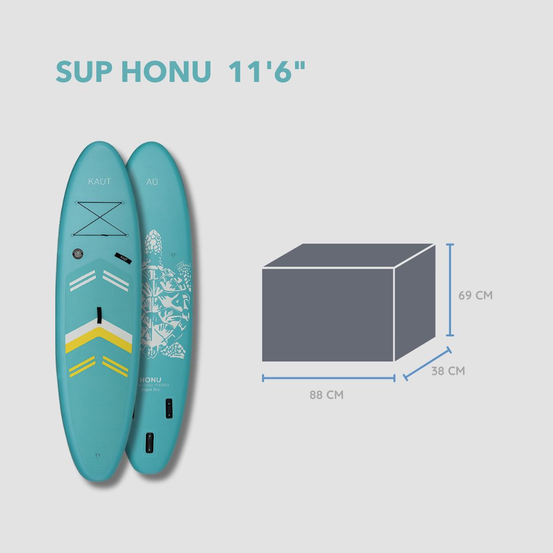 Stand Up Paddle (SUP) Inflable Capa Reforzada - 11'6'' pies / 350 cm + Mochila & Accesorios + TestDrive Laguna Aculeo