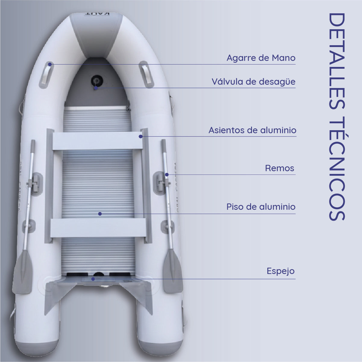 Bote Inflable 3.3 m - Piso alumnio - 4 personas - Gral. Carrera
