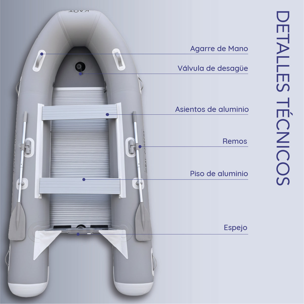 Bote Inflable 3.3 m - Piso alumnio - 4 personas - Gral. Carrera