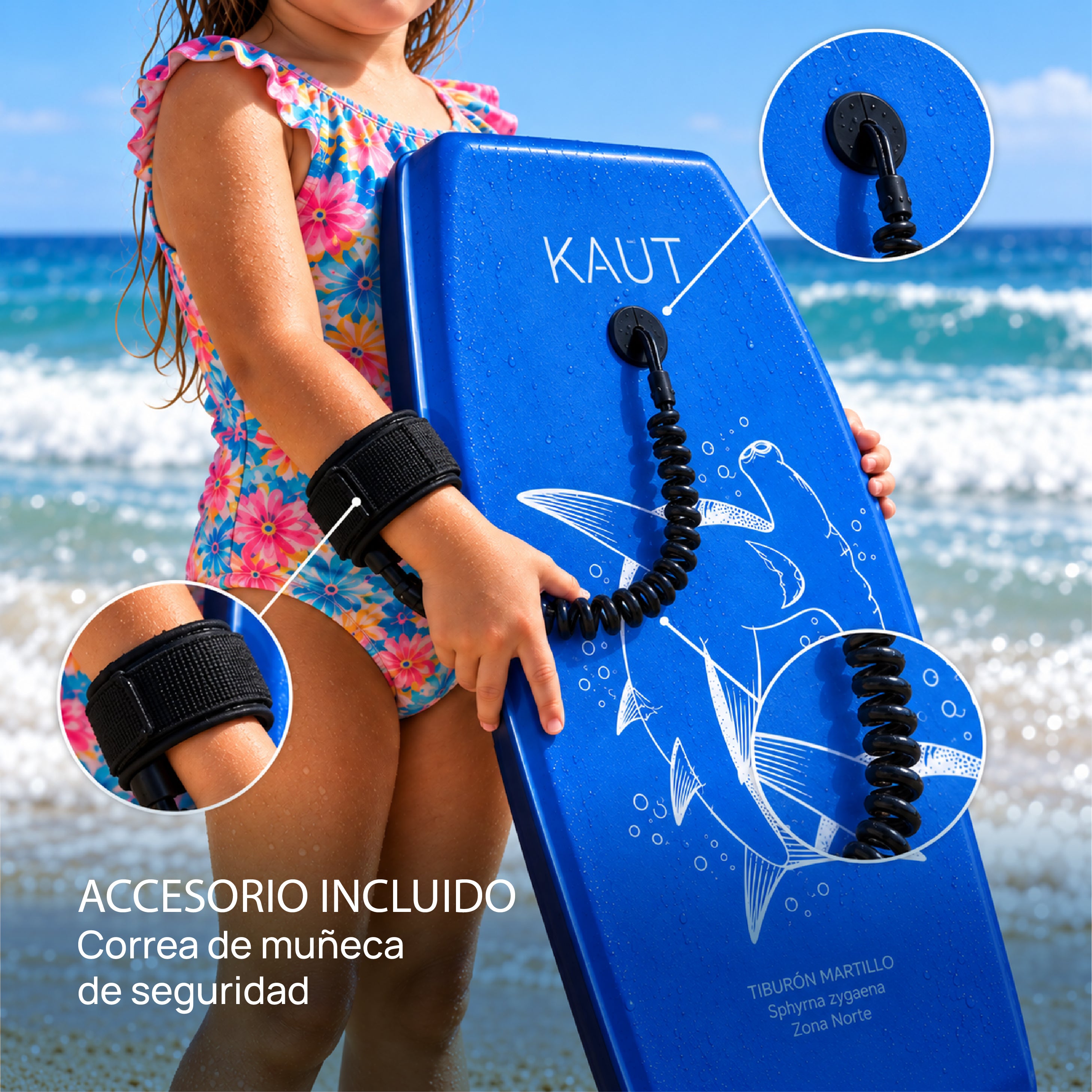 Tabla Bodyboard 41" pies / 103 cm Tiburón Martillo Azul