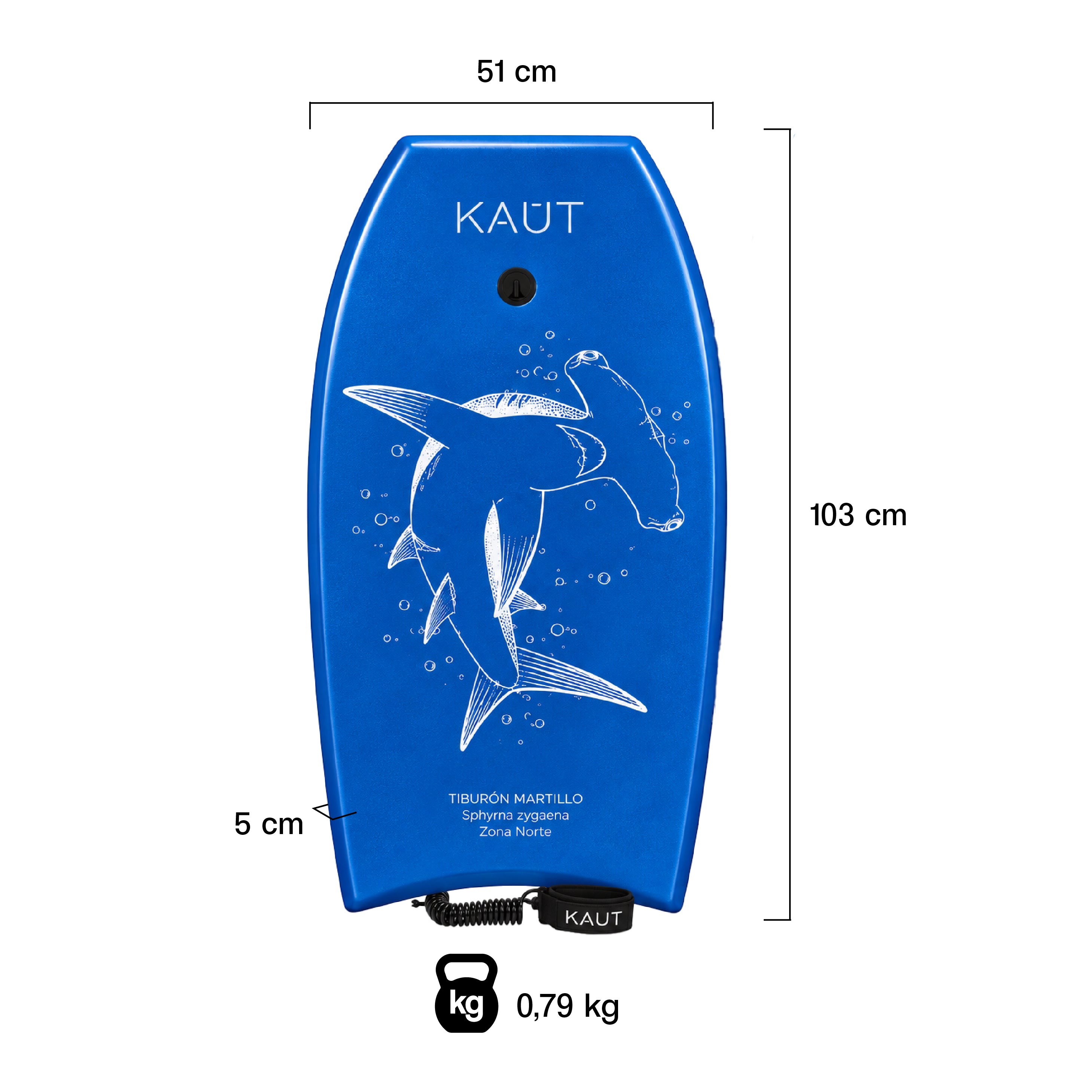 Tabla Bodyboard 41" pies / 103 cm Tiburón Martillo Azul