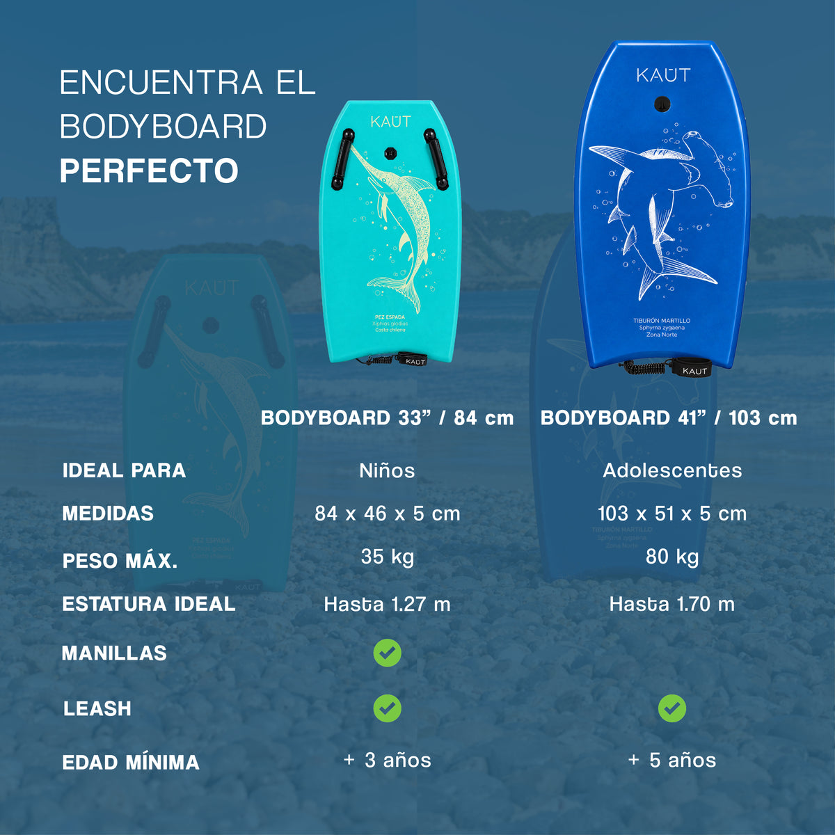 Tabla Bodyboard 41" pies / 103 cm Tiburón Martillo Azul