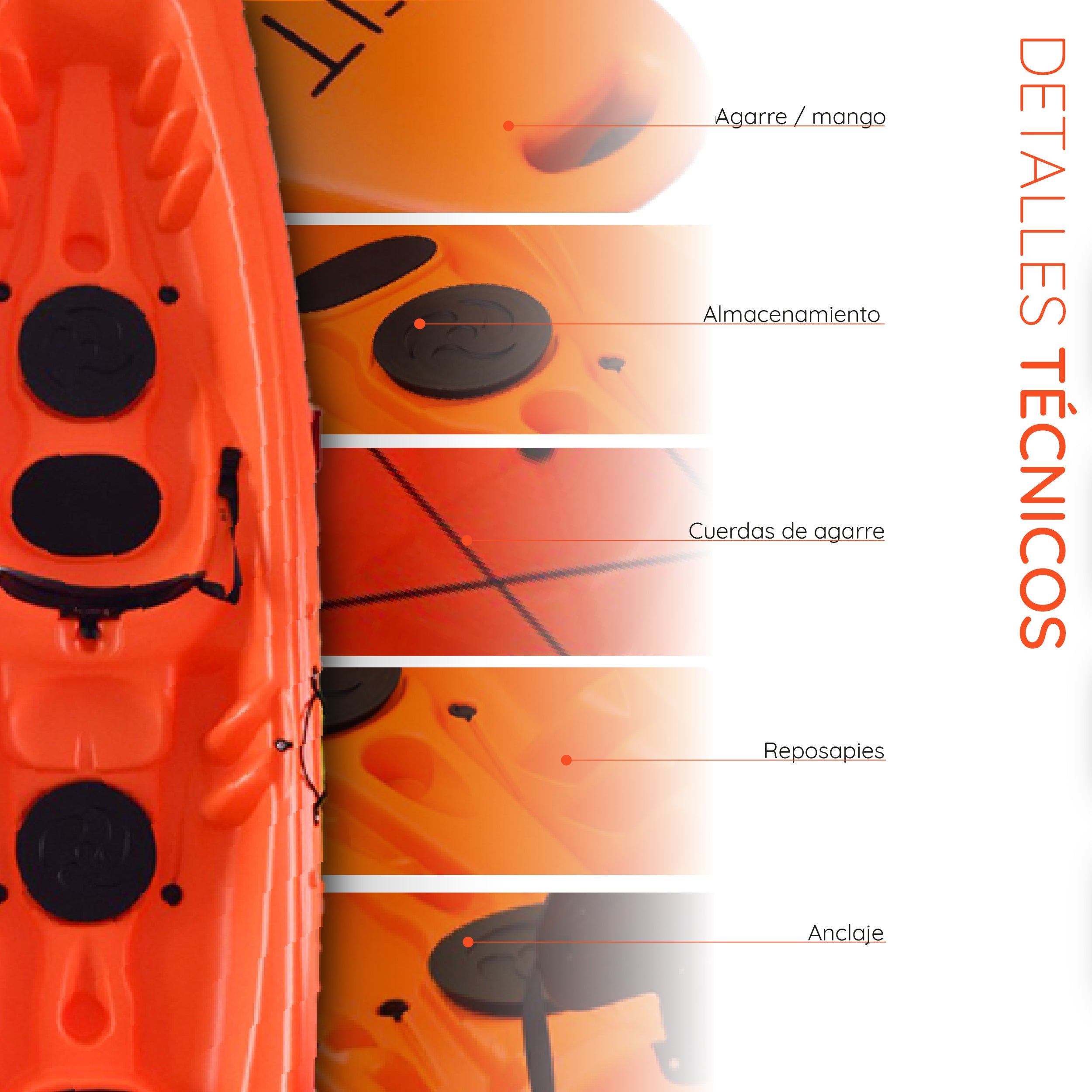 Kayak Rigído Single 1 pp + Remo y Asiento