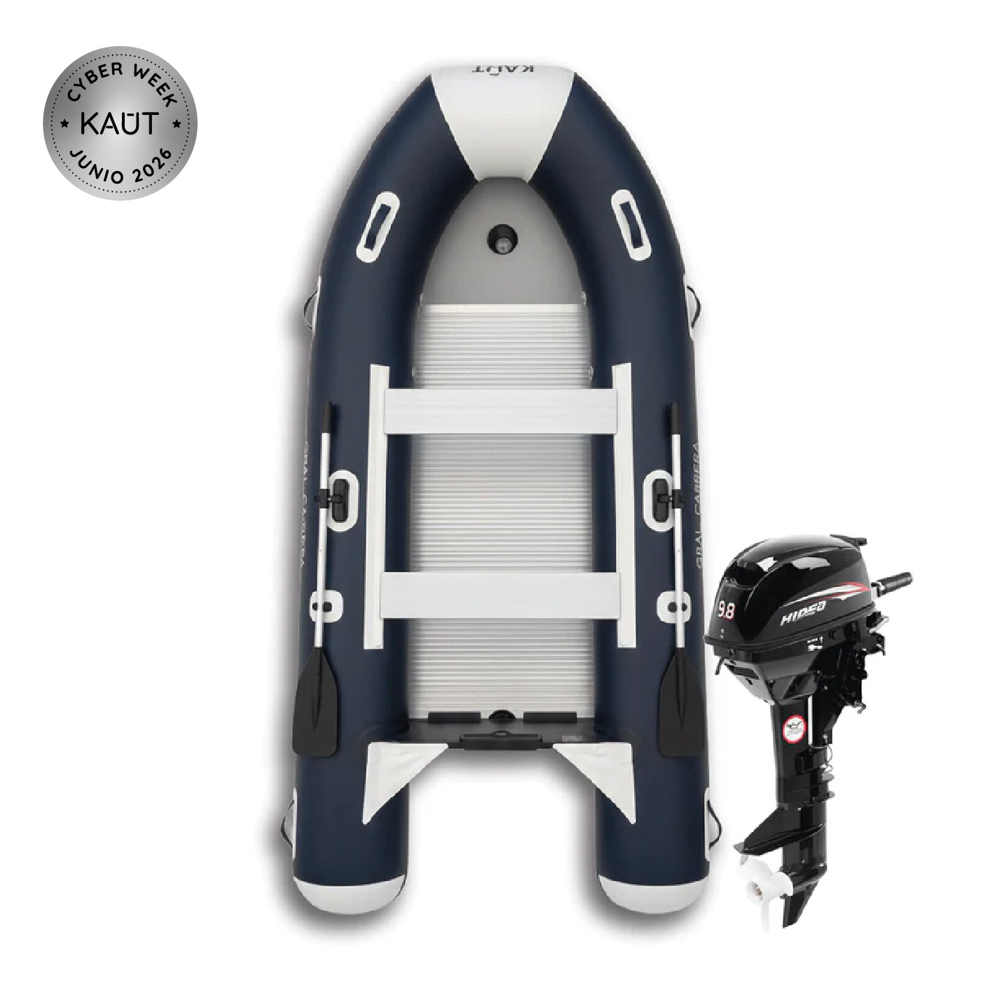Pack Bote Inflable 3.3 m - 4 pp - Gral. Carrera + Motor 9.8 hp 2 tiempos Hidea