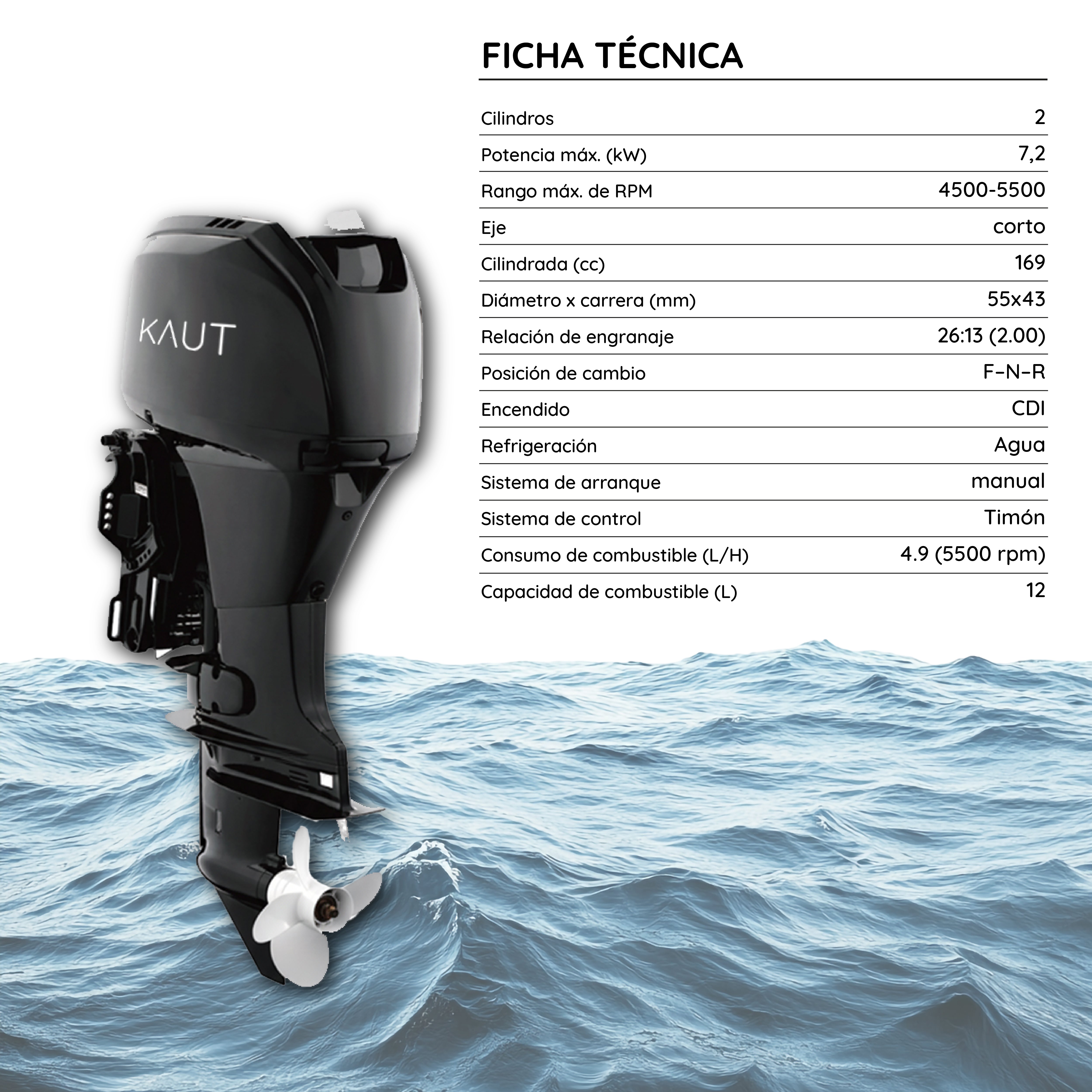 Motor Hidea Fuera Borda 9.8 HP 2 Tiempos
