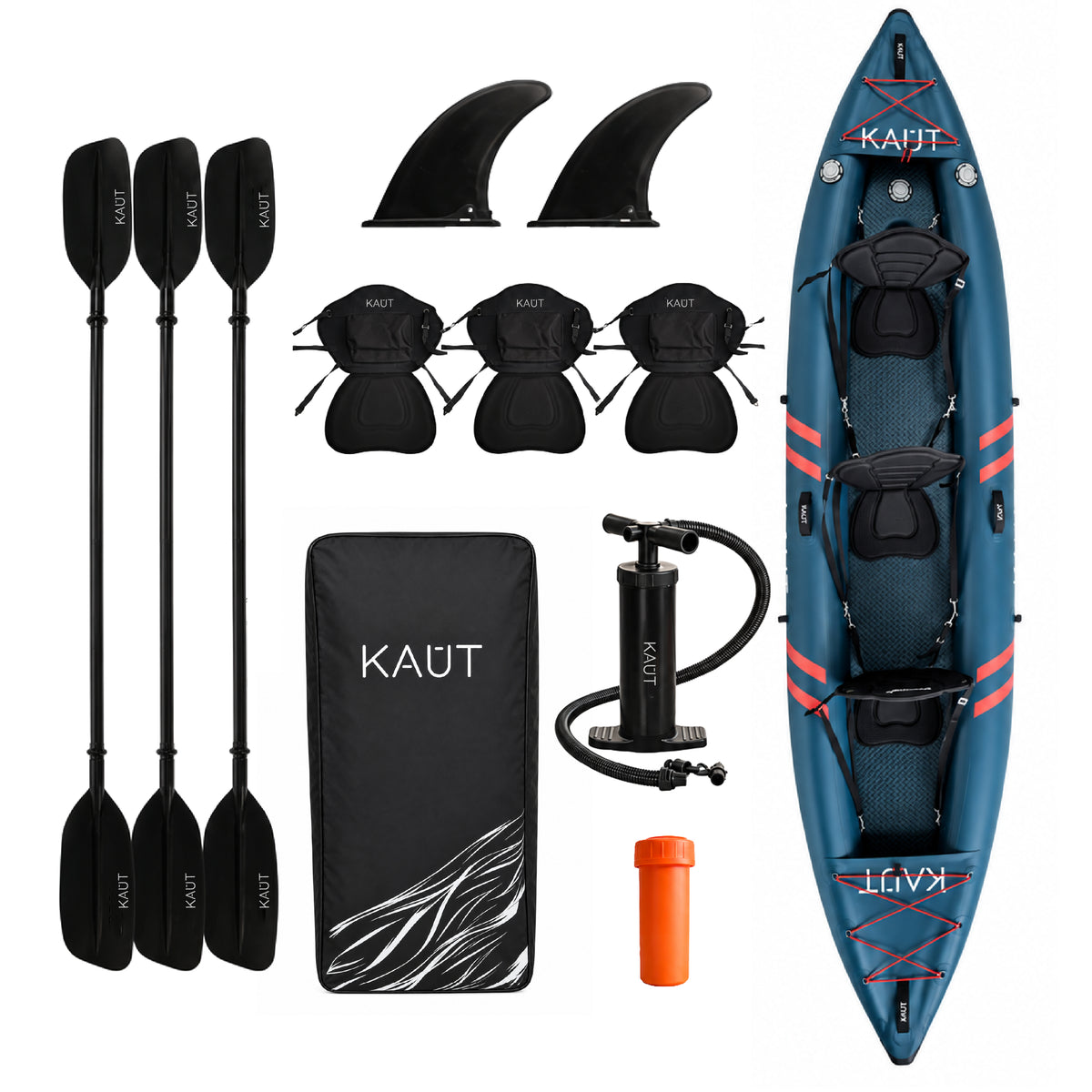 Kayak Inflable PVC Laminado 2-3 personas 410 cm - Toltén + Mochila & Accesorios