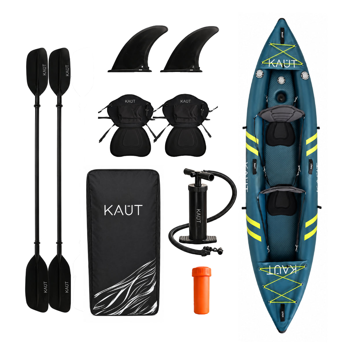 Kayak Inflable PVC Laminado 1-2 personas 345 cm - Cautín + Mochila & Accesorios